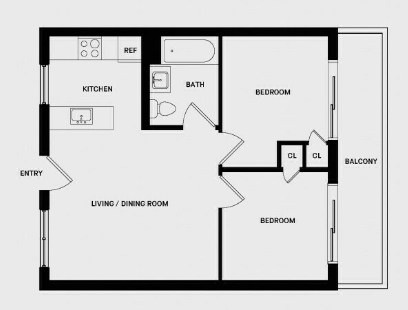 2 Bed 1 Bath